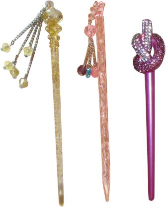 Vogue Combo of Multi Color Juda Sticks Bun Stick