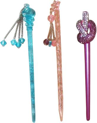 The Ethnic Wears Combo of Multi Color Juda Sticks Bun Stick