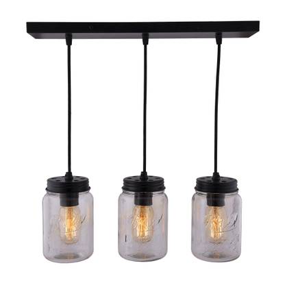 Homesake 3-Lights Linear Cluster Chandelier Black Mason Jar ...