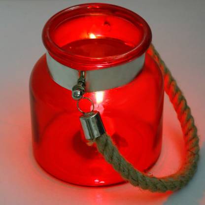 earthenmetal Earthenmetal handcrafted Red coloured Glass Candle light / Tea light Glass 1 - Cup Tealight Holder