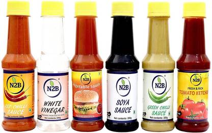 N2b Combo Of 6 Red Chilli Sauce White Vinegar Soya Sauce Green Chilli Sauce Vegetable Sauce Tomato Ketchup 200g Each Sauce Price In India Buy N2b