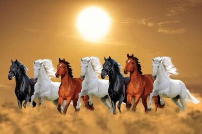 Exclusive AZOHP3249 Seven running horses vastu 7 horses seven horses vaastu Seven  Horse Success Power Progress Prosperity Full HD Poster Latest Best New 3D  Look Beautiful Paper Print - Abstract, Nature posters