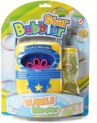 2020 Automatic Bubble Blower for Kids 1byone Bubble Machine Outdoor or Indoor Use Powered by Plug-in or Batteries Two Bubbles Blowing Speed Levels 