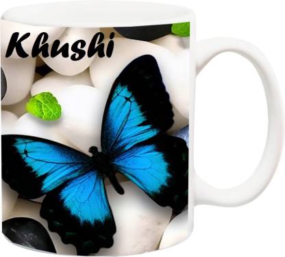 Stylotrendz Special Gift for Girl,Wife,GF,Sister,Mom- KHUSHI Beautiful  Butterfly HD Name Theme Coffee Ceramic Coffee Mug Price in India - Buy  Stylotrendz Special Gift for Girl,Wife,GF,Sister,Mom- KHUSHI Beautiful  Butterfly HD Name Theme Coffee