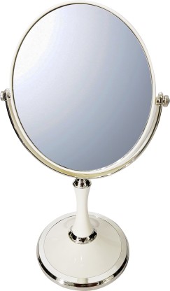 Aeneous Lurrose Vintage Vanity Mirror Tabletop Retro Metal Double-Sided Magnifying Makeup Mirror with Embossed Roses and Mounted Beads Size S 