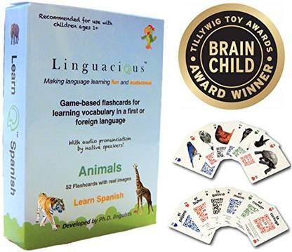 Linguacious Award-Winning Spanish Animals Flashcard Game - The Only One With Audio! Price in India - Buy Linguacious Award-Winning Spanish Animals Flashcard Game - The Only One With Audio! online at Linguacious Award-Winning Spanish Animals Flashcard Game - The Only One With Audio! Price in India - Buy Linguacious Award-Winning Spanish Animals Flashcard Game - The Only One With Audio! online at