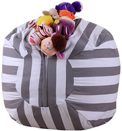 Stylish Chair/Ottoman/Pouf for Boys & Girls Pink Dots） Comfortable & Soft Seat for Nursery 100% Cotton Fabric Plush Toy Organizing Bag Machine Washable，（38” Stuffed Animal Storage Bean Bag XXL 