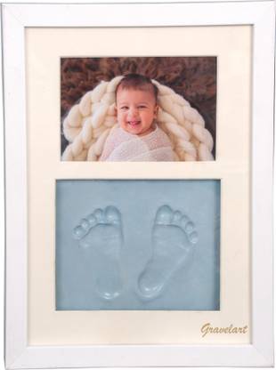 Gravelart Baby Handprint Footprint Kit Photo Frame For Newborn Girls And Boys Impression Baby Photo Album For Shower Baby Gifts Box Decorations For Room Wall Nursery Decor Blue Keepsake Price