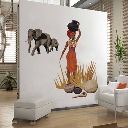 Rawpockets Decals African Tribal Jungle Story Large Size Wall Sticker Coverage Area Height 70 Cms X Width 130 Pack Of 1 In India - Tribal Wall Art Stickers Rawpockets Decals African Tribal Jungle Story Large Size Wall Sticker Coverage Area Height 70 Cms X Width 130 Pack Of 1 In India - Tribal Wall Art Stickers