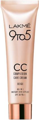 Lakme 9 To 5 Complexion Care Face CC Cream, Beige, SPF 30, Conceals Dark Spots and Blemishes, 9 g