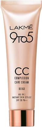 Lakme 9 To 5 Complexion Care Face CC Cream, Beige, SPF 30, Conceals Dark Spots and Blemishes, 9 g