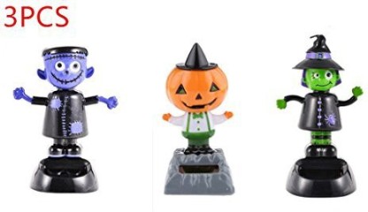 URToys 3Pcs Desk Dancing Solar Toy Pumpkin &Witch& Ghost Doll Solar Powered Toys Dashboard For Car Oranment Office Desk Home Decor Novelty Solar Kids Halloween Supplies Toy 