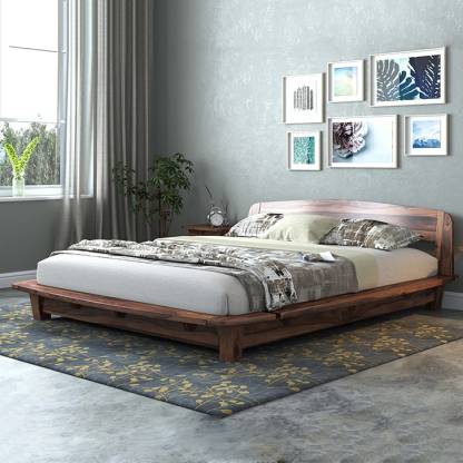 Teak Color Sheesham Wood Solid Wood Queen Bed – Urban Ladder