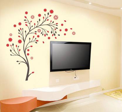Walkart Large Wall Stickers 7552 Flower As Tv Background In India At Flipkart Com - Big Number Wall Decals