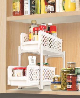 Zevora Portable 2 Tier Basket Drawers Organizes Kitchen Bathroom Cabinets Plastic Kitchen Rack White Containers Kitchen Rack Price In India Buy Zevora Portable 2 Tier Basket Drawers Organizes Kitchen Bathroom Cabinets