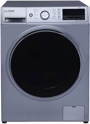 Lloyd 7.5 kg Fully Automatic Front Load with In-built Heater Silver, Black