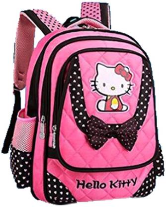  | DI GRAZIA Cartoon Hello Kitty Character Girls Backpack (2in1  combo, Backpack + Lunch Bag) Kids School Big Bag - Pink Bag, Black Lunch Bag  Waterproof School Bag - School Bag