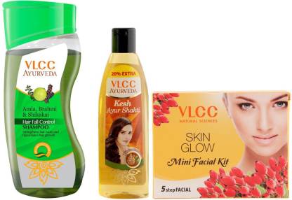 For 119/-(60% Off) VLCC Shampoo, Hair Oil and Facial Kit Combo  (3 Items in the set) at Amazon India