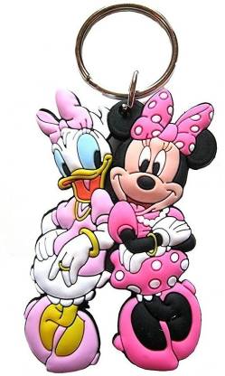 GCT Double Sided Minnie Mouse and Daisy Duck Walt Disney Female Animal  Cartoon Movie Character Pink Black Rubber (Design-1) Keyring for Men Women  Boys Girls Kids Car Bike Key Chain Price in