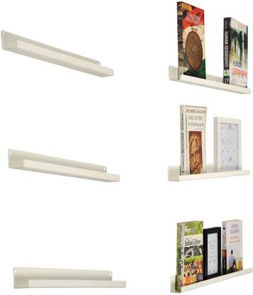 smart shelter designer metal wall photo frame shelf book showcase shelf photo album shelf 50 cm long pack of 3 100 made of metal steel