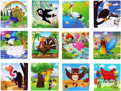 Wishkey Wooden Puzzle Games For Kids Set Of 12 Bird Character Jigsaw Puzzle Wooden Puzzle Games For Kids Set Of 12 Bird Character Jigsaw Puzzle Buy Bird Toys In India