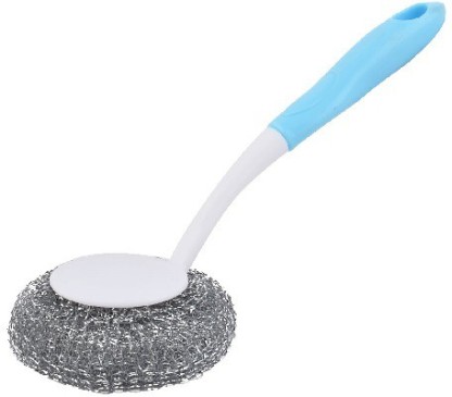 UPKOCH Kitchen Scrub Brush Scraper Tip Bristles for Pot Pan Cast Iron Skillet Dishes Cleaning Blue 