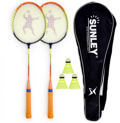SUNLEY Swag Wide body Badminton Racquet Set Of 2 Piece, 3 Piece Nylon shuttles, 1 Piece Cover Badminton Kit