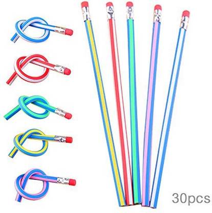 Generic Bendy Pencils,iDeep 30pcs Soft Flexible Bendy Pencils with Eraser Magic Pencils Mixed Color for Kids Writing School Fun Equipmen