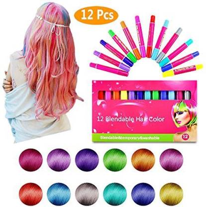 Tkonline Hair Chalk Set, 12 Colors Non-Toxic Washable Temporary Hair Color Hair  Chalk Salon Rainbow Color Pens For Christmas, Pa - Hair Chalk Set, 12  Colors Non-Toxic Washable Temporary Hair Color Hair