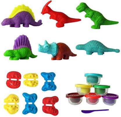 6pcs Plastic Dinosaur Shape Plasticine Dough Mold play Toy Craft Tool A+ 