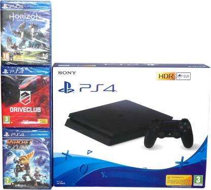 SONY PlayStation 4 Super 1 TB with Driveclub and Ratchet Clank, Horizon Zero Dawn in India - Buy SONY PlayStation (PS4) Super Slim 1 TB with Driveclub and