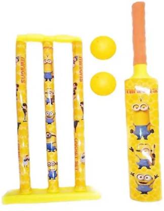 Montez Yellow Cartoon Print Cricket Bat Ball Kit - Yellow Cartoon Print  Cricket Bat Ball Kit . shop for Montez products in India. 