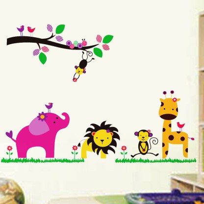 Babysbreath17 Adesivo Cartoon Animal Wall Sticker Impermeabile PVC smontabile camere con Arredamento Parete Parete per Bambini Camere Home Decor 1 