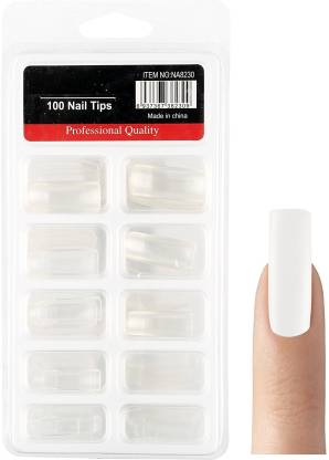 FOOLZY French Full Cover False Nails Square Artificial Nail Tips 10 Sizes Acrylic  Fake Nails (CLEAR) White - Price in India, Buy FOOLZY French Full Cover False  Nails Square Artificial Nail Tips