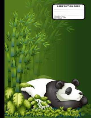 Cartoon Panda Bear Sleeping in Bamboo Leaves Composition NotebookCollege  Ruled 200 Pages / 100 Sheets, 8-1/2
