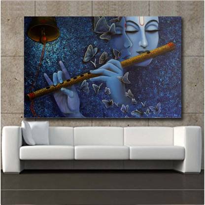 Sky Blue Color Printed Wallpaper Of Shri Krishna Wall Decor Poster For Living Room No Framed / Sky Blue Color Printed Wallpaper Of Shri Krishna Wall Decor Poster For Living Room No Framed /