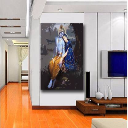 Lovely Couple Wallpaper of lord krishna & Radha Wall Decor Poster For Living  Room No Framed /