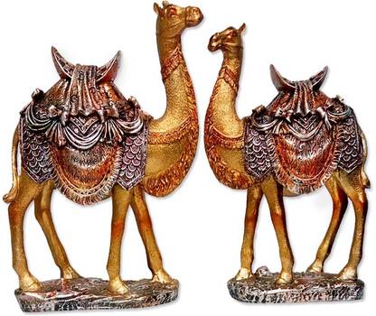 Fabzone Gold Plated Pair Of Camel Statue Showpiece Vastu Decorative Wild Animal Figurine Home Interior Decor