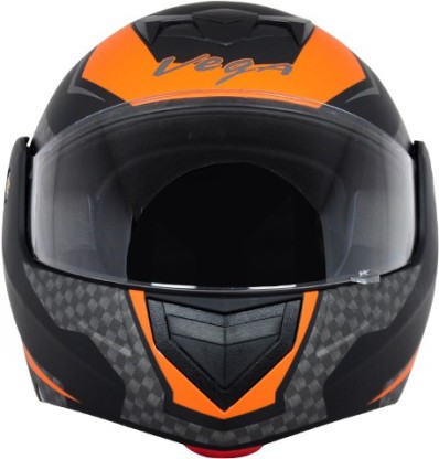 vega crux flip up helmet black and orange