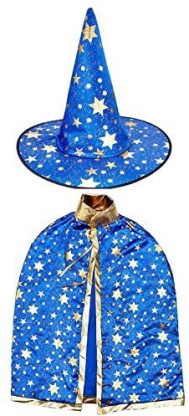Xshuai Wizard Witch Cloak for Kids 2PCS Childrens Halloween Costume Wizard Witch Cloak Cape Robe Hat Best Gifts for Boys and Girls 