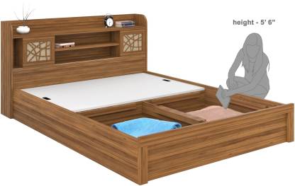 Natural Teak Color Design Spacewood Engineered Wood King Box Bed