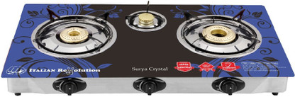 surya crystal 3 burner gas stove with auto ignition price
