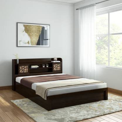 Vermount Color Finish Engineered Wood Queen Hydraulic Bed – Spacewood