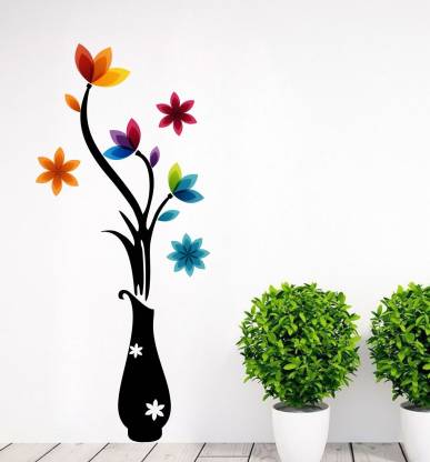 Decals Sticker Medium Wall Flower Pot Size 122x48 Cm In India At Flipkart Com - Wall Transfers Trees