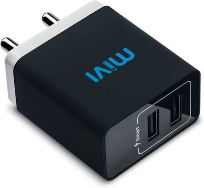 Mivi 3.1A Dual Port Smart Wall 15.5 W 3.1 A Multiport Mobile Charger Black Mivi Wall Chargers