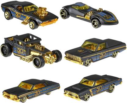borduurwerk Ritueel Conventie HOT WHEELS 50th Anniversery Black And Gold Edition Cars-Pack of 6 - 50th  Anniversery Black And Gold Edition Cars-Pack of 6 . Buy Hot Wheels toys in  India. shop for HOT WHEELS