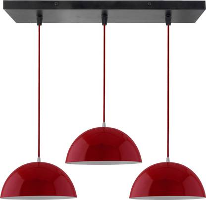 Homesake 3-Lights Linear Cluster Chandelier Red Hanging Pendant Light,  Kitchen Area and Dining Room Light, LED/Filament Light Pendants Ceiling Lamp