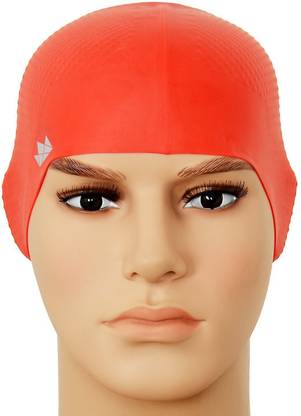 NEW BLACK /& FREE POUCH FITNESS 100/% SILICONE SWIMMING CAP HAT SILVER RED