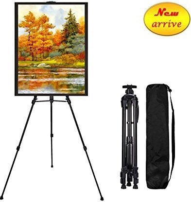 Easy Folding Telescoping Adjustable Art Poster Easel Stand for Wedding Sign & Poster 63'' Tripod Collapsible Portable Artist Floor Easels for Display Show 