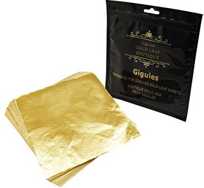 Gold Flakes Painting Gilding Crafting Decoration 5.5 x 5.5 Gold Foil Sheets for Art 300 Sheets Imitation Gold Leaf 